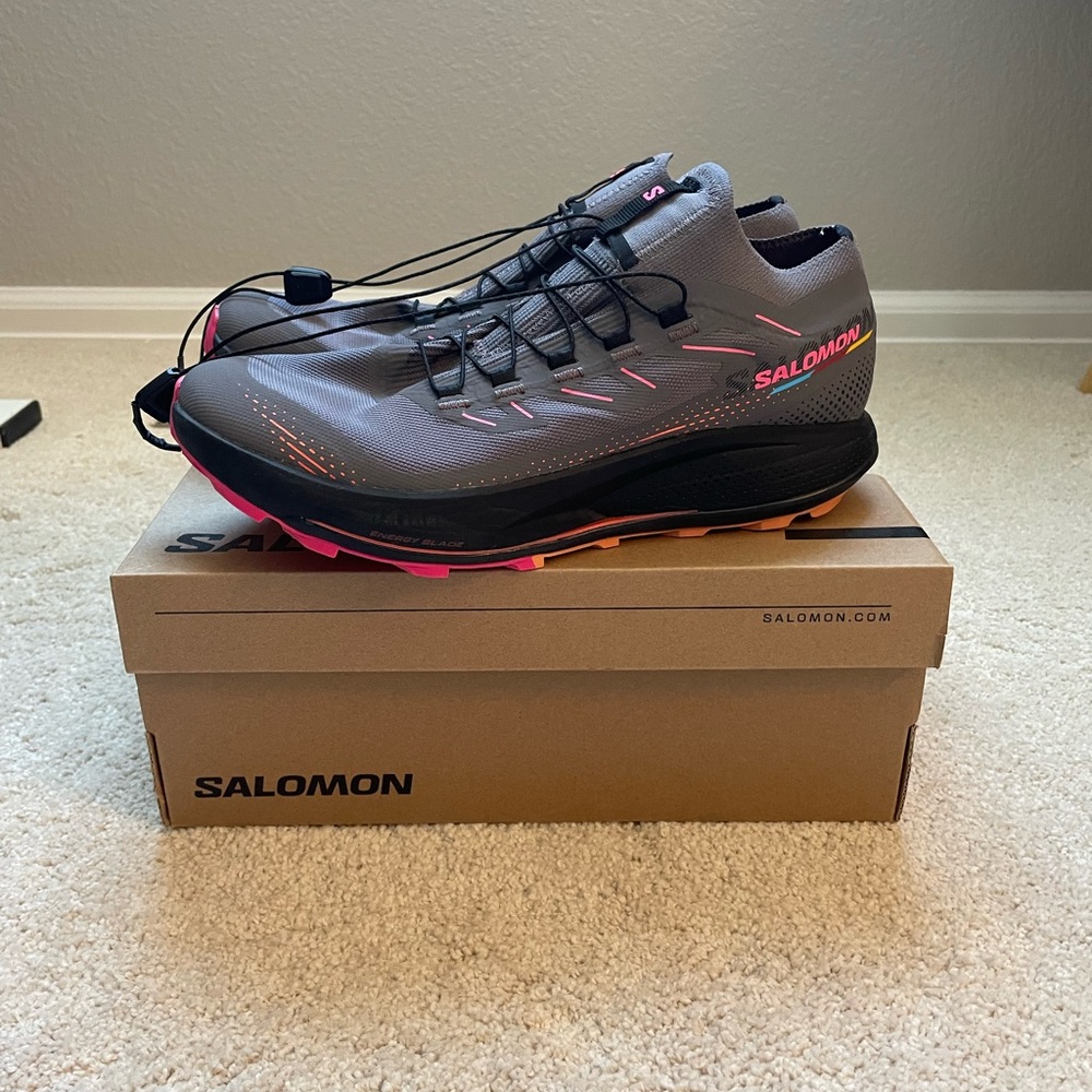 Salomon Gray Athletic Trail Shoes with Pink Accents - Picture 2 of 8
